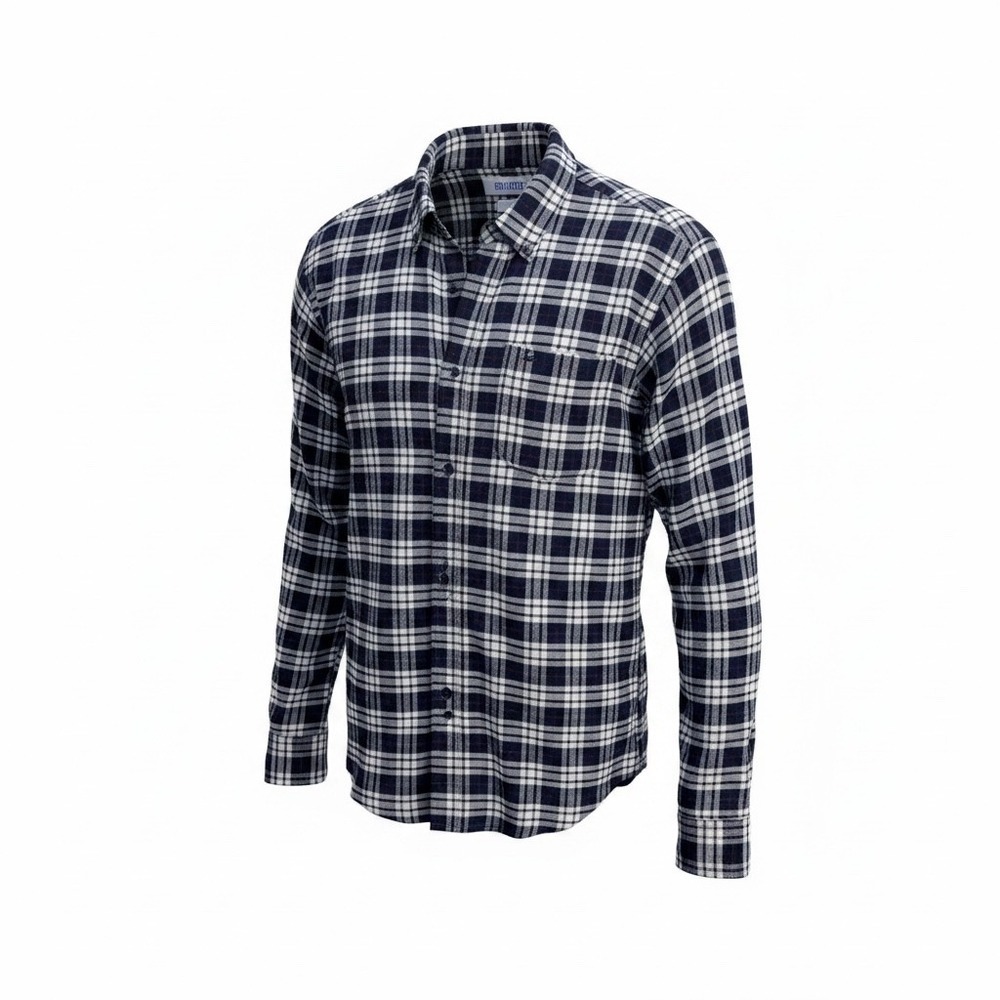 UNIQLO Button Down Men S Navy Plaid Flannel Shirt 331-441774 Long Sleeve Cotton